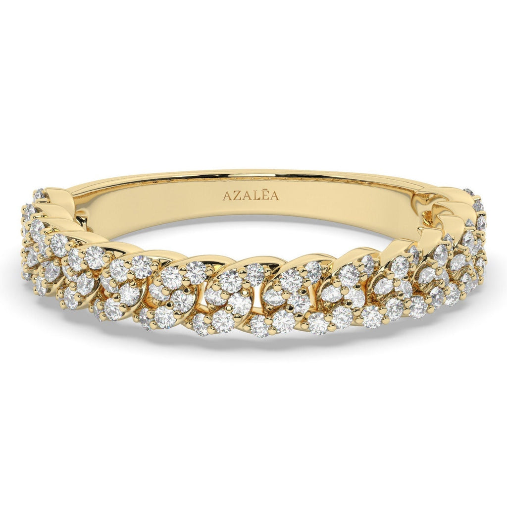 Diamond Stacking Ring / 14k Gold Diamond Link Stacking Ring / Diamond Cuban Chain Ring / Diamond Stacking Ring / Bridal Gift