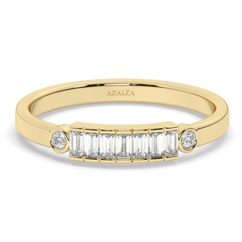 14k Gold Baguette Diamond Stacking Ring | Elegant Wedding Band Anniversary Promise Gift | Dainty Stacking Half Eternity Ring / Lab Diamond