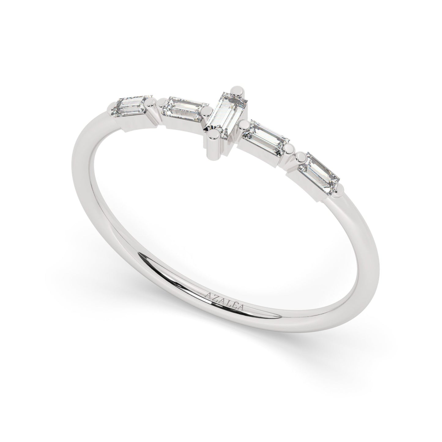 14k Gold Baguette Diamond Wedding Band / 0.15 CT Baguette Diamond Stacking Ring / Stackable Ring / Minimalist Diamond Jewelry