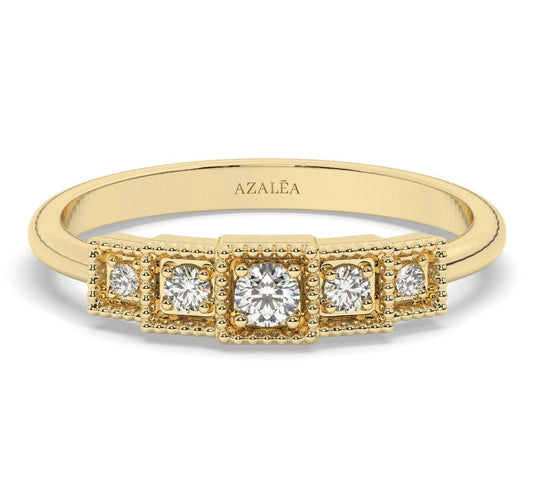 Diamond Stacking Ring / 14k Gold Round Diamond Prong Set Ring / Square Diamond Stacking Ring / Anniversary Ring / Diamond Gift Ideas
