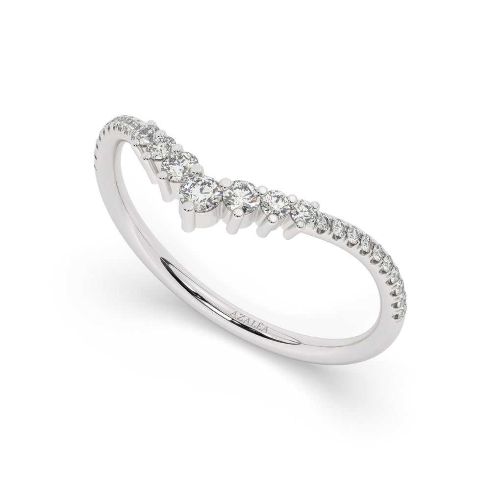 Curved Diamond Chevron Wedding Band