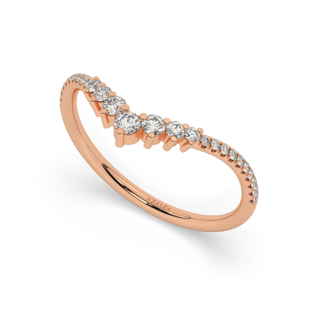 Curved Diamond Chevron Wedding Band