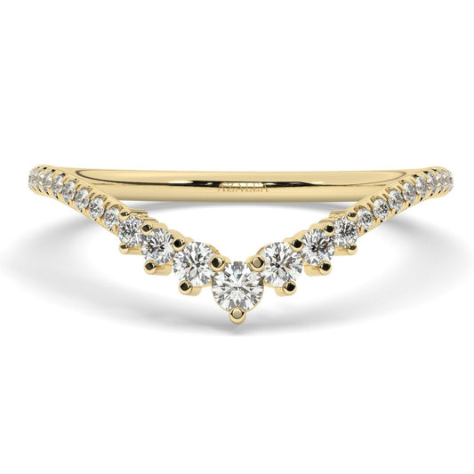 Curved Diamond Chevron Wedding Band