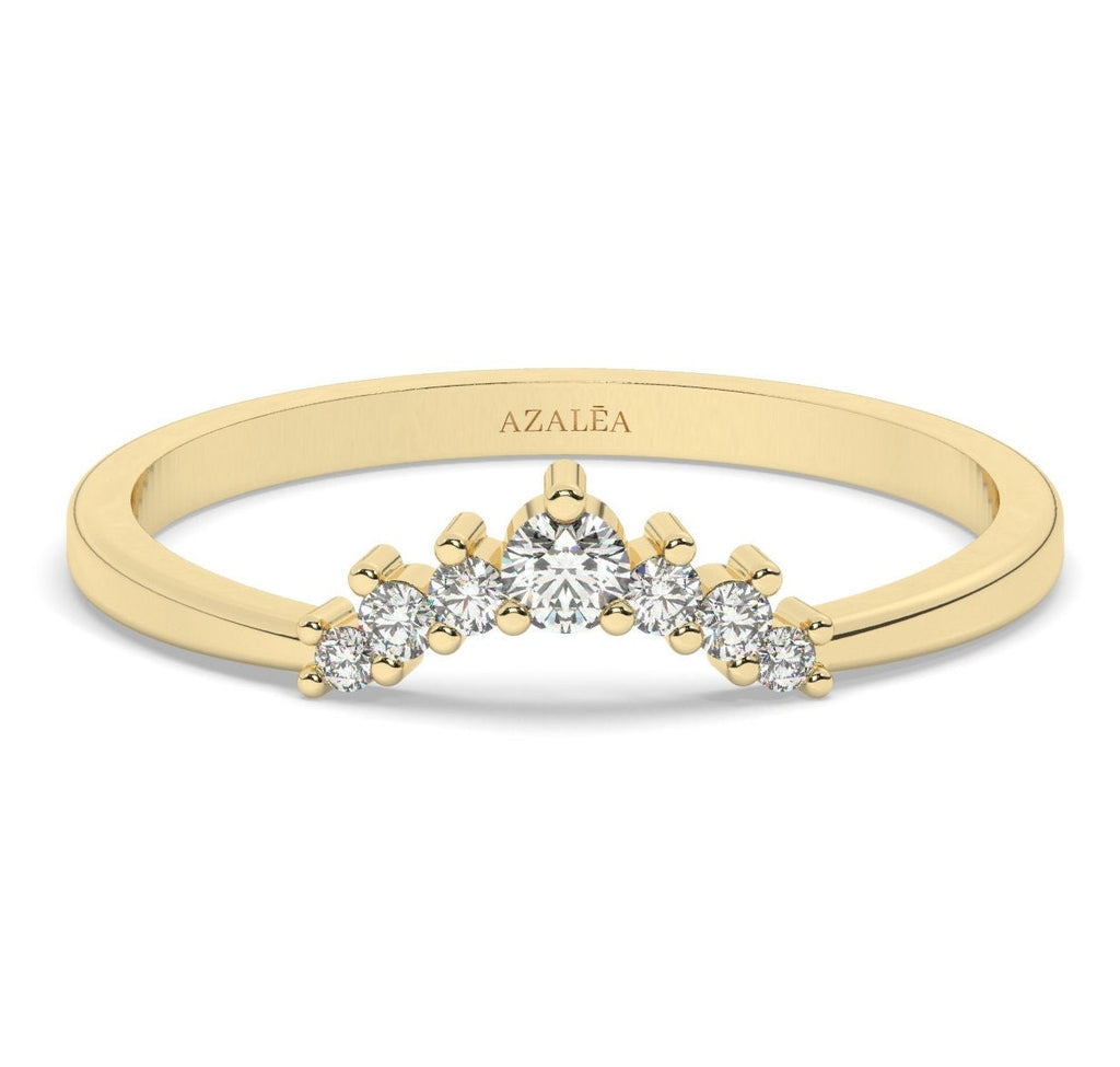 Round Diamond Curved Stacking Ring
