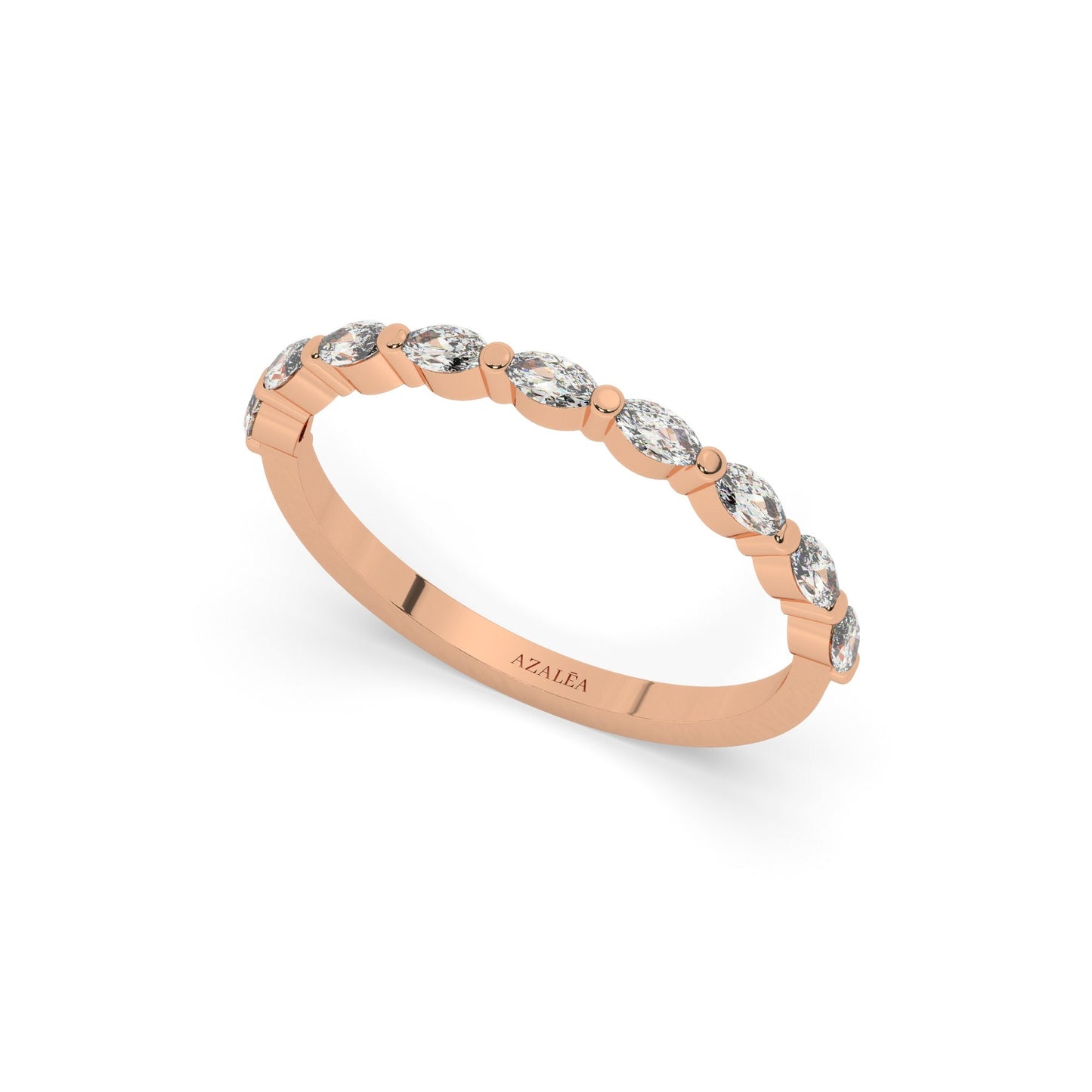 Marquise Diamond Wedding Band / 14k Gold Marquise Diamond Wedding Ring / Stacking Ring / Anniversary Gift / Birthday Gift / Graduation Gift