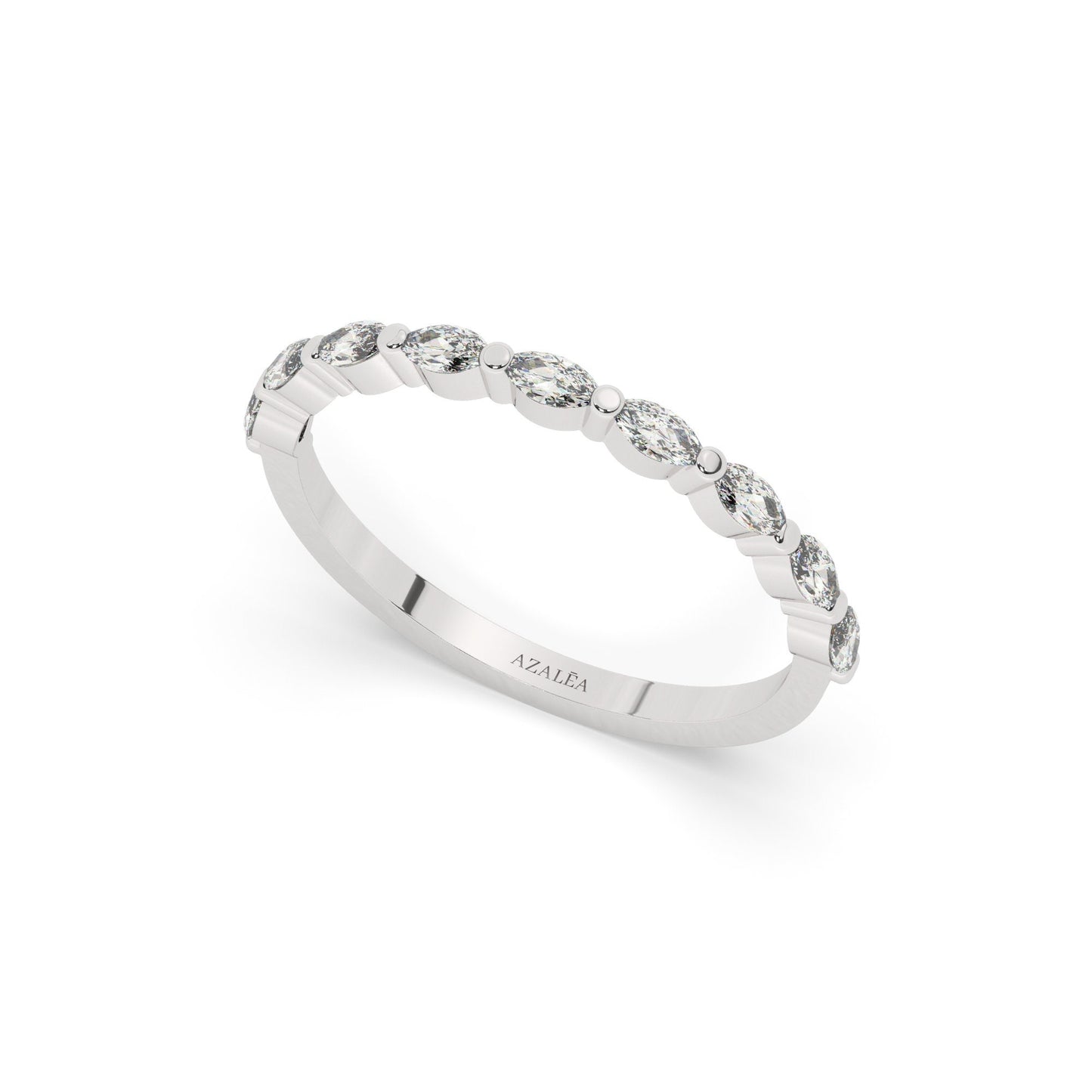 Marquise Diamond Wedding Band / 14k Gold Marquise Diamond Wedding Ring / Stacking Ring / Anniversary Gift / Birthday Gift / Graduation Gift