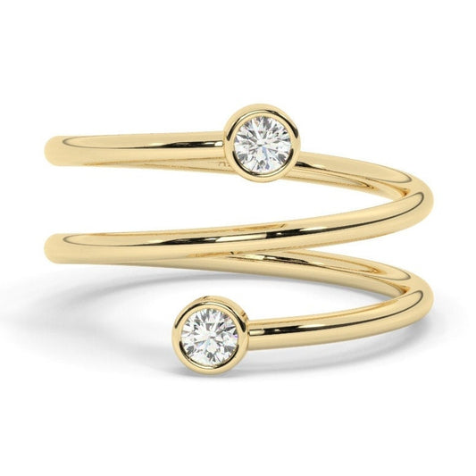 Diamond Spiral Cuff Ring / 14k Gold Spiral Diamond Cuff Ring / Anniversary Ring / Wedding Band / Stacking Ring / Bridal Gift / Birthday Gift