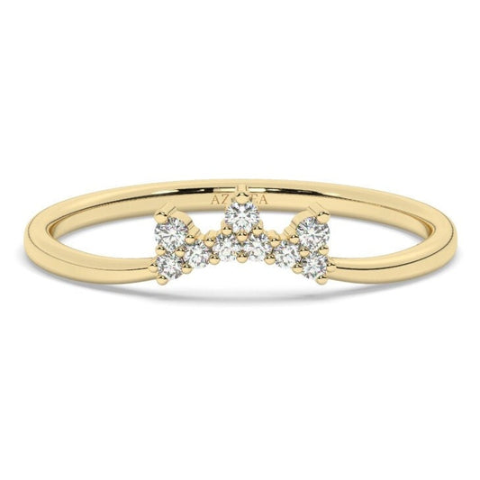 Curved Diamond Wedding Band / Crown Diamond Wedding Band / 14k Crown Shape Diamond Nesting Ring / Anniversary Gift / Diamond Gift Idea