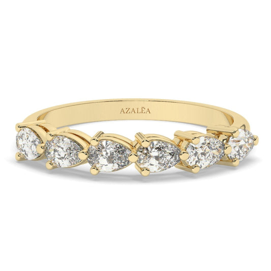 Pear Diamond Wedding Band