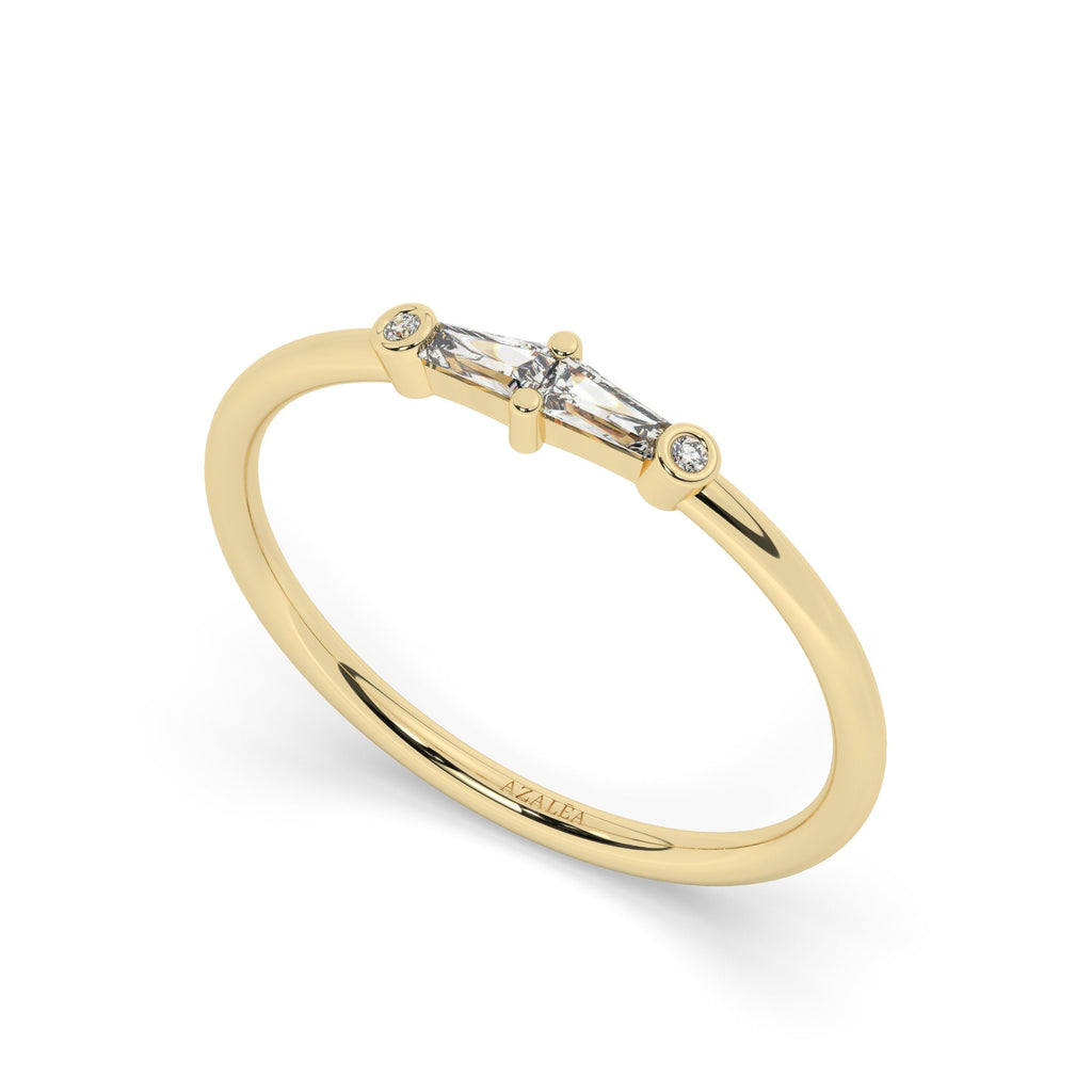 14k Solid Gold Tapered Baguette Diamond Wedding Band / Anniversary Gift / Diamond Gift Ideas / Half Eternity / Unique Diamond Stacking Ring