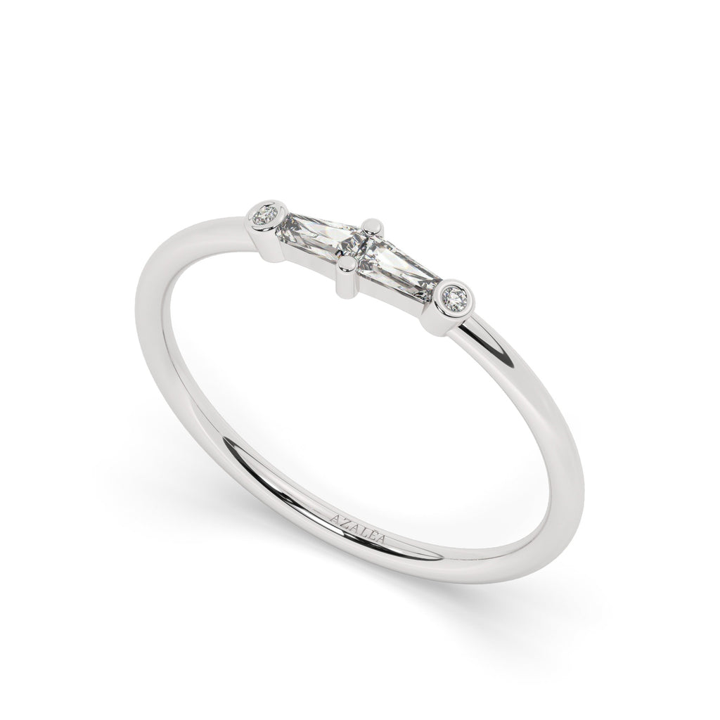 14k Solid Gold Tapered Baguette Diamond Wedding Band / Anniversary Gift / Diamond Gift Ideas / Half Eternity / Unique Diamond Stacking Ring