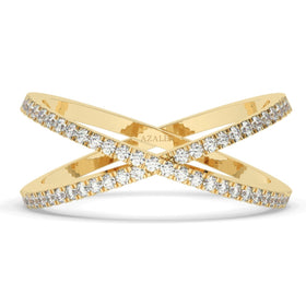 Criss Cross Diamond Ring / X Cluster Diamond Eternity Ring  /  Double Band Ring / Birthday Bridal Gift / Diamond Cross Over Ring