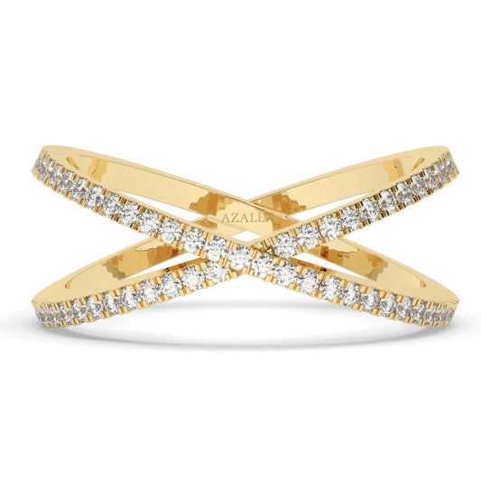 Diamond Wedding Band / 14k Gold Diamond Crisscross Ring / Diamond Crossover X Stacking Ring / Diamond X / Stacking Ring/ Anniversary Gift