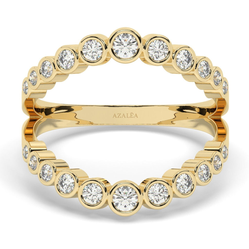 14k Gold Diamond Stacking Ring: Bezel Set Wedding Band