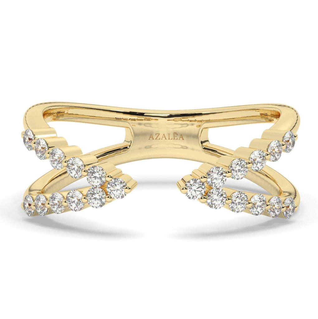 14k Gold Round Diamond Ring/ Diamond Cuff Ring / Anniversary Birthday Graduation Gift / Open Ring / Stackable Ring / Lab or Natural Diamonds