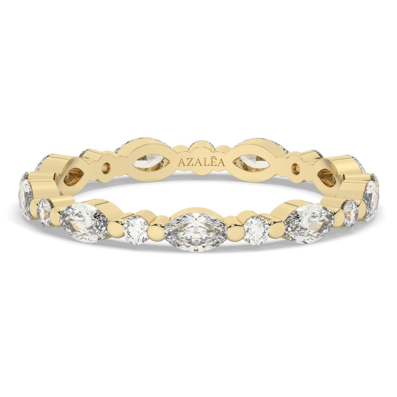 Alternating Diamond Eternity Wedding Band / 14k Marquise and Round Diamond Eternity Wedding Ring / Stacking Ring / Diamond Bridal Gift Ideas