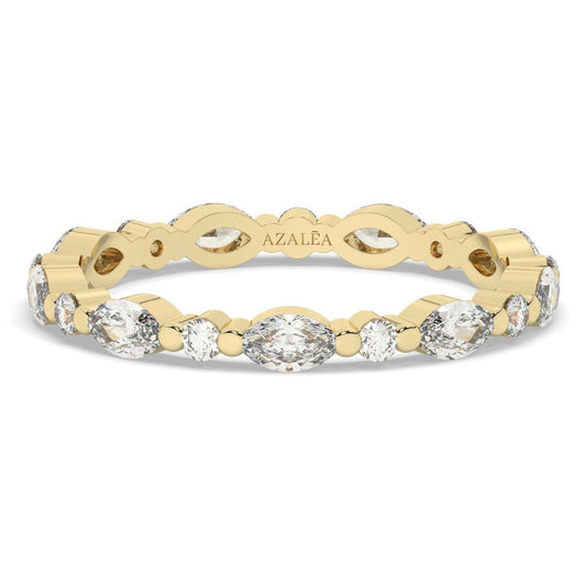 Alternating Diamond Eternity Wedding Band / 14k Marquise and Round Diamond Eternity Wedding Ring / Stacking Ring / Diamond Bridal Gift Ideas