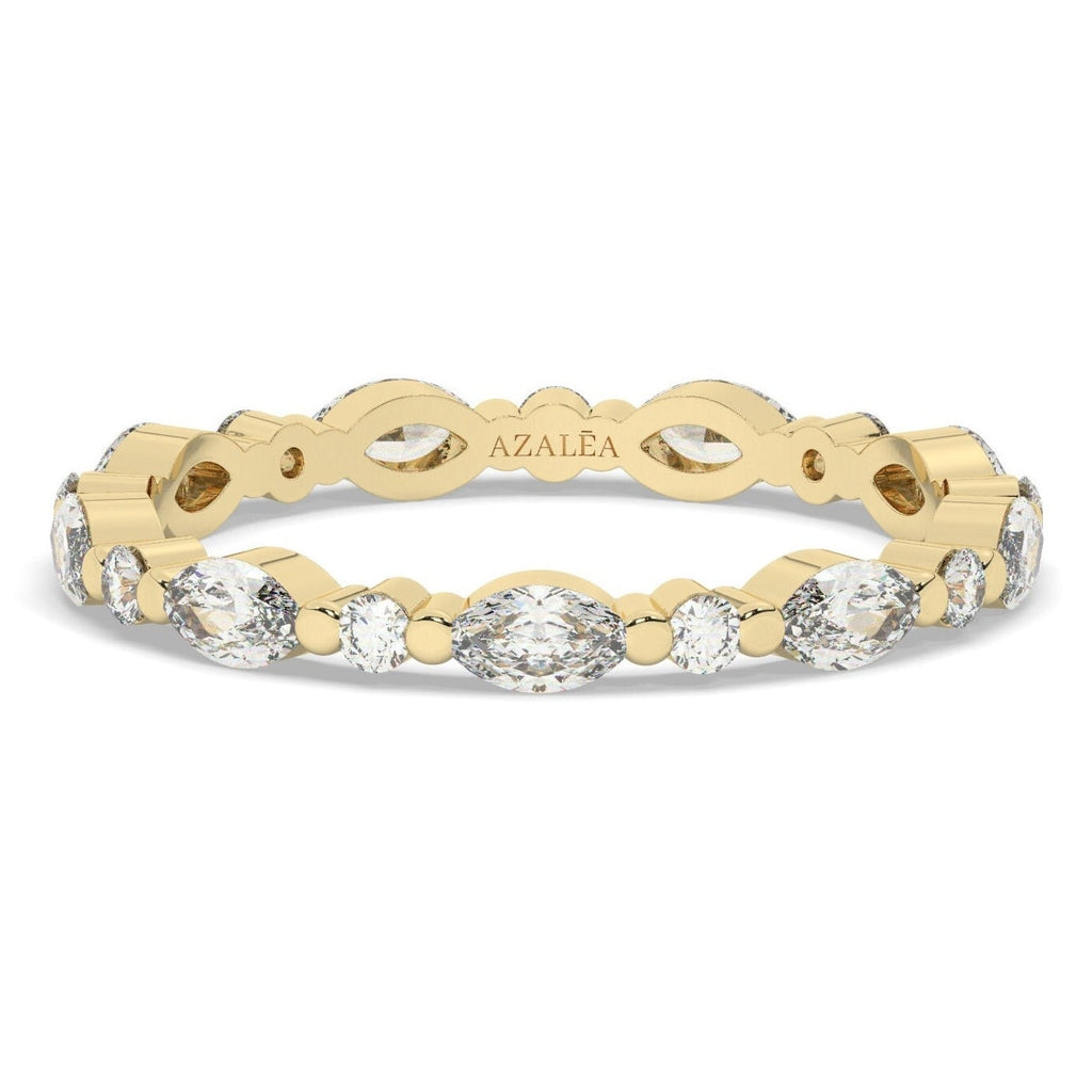 Alternating Diamond Eternity Wedding Band / 14k Marquise and Round Diamond Eternity Wedding Ring / Stacking Ring / Diamond Bridal Gift Ideas