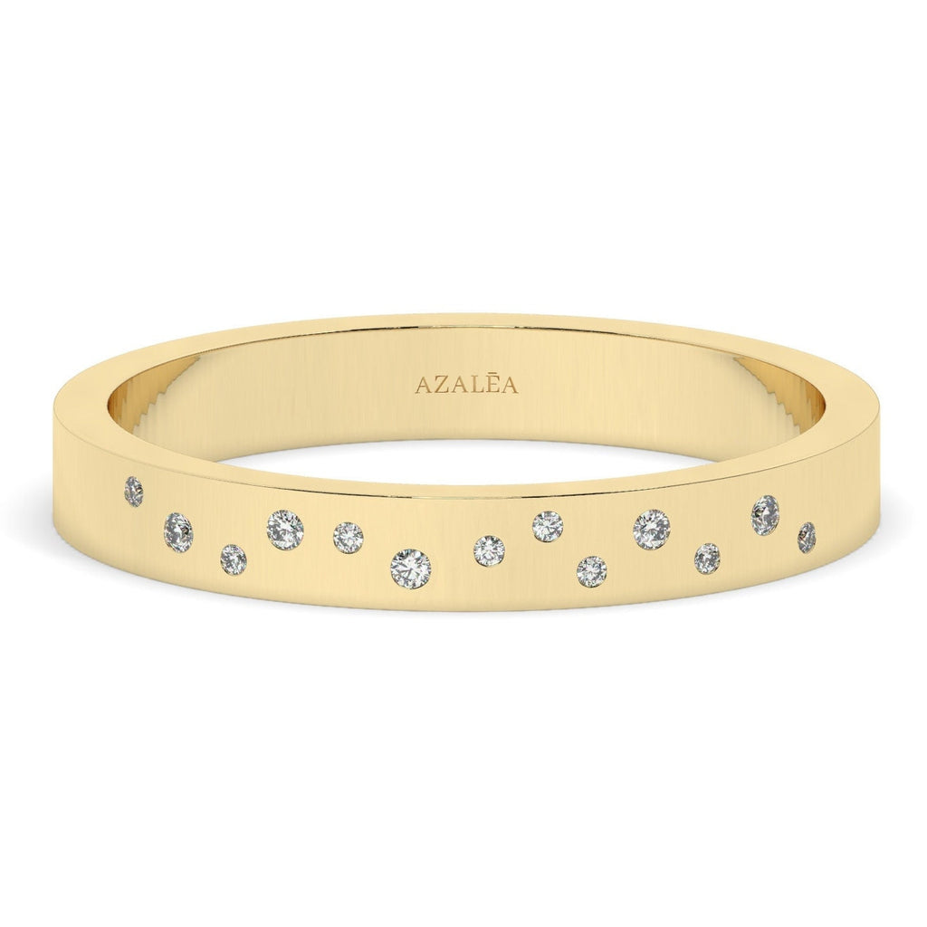 Diamond Wedding Band / 14k Gold Flush Round Diamond Stacking Ring / Stacking Ring / Surface Setting / Anniversary Gift / Diamond Engagement