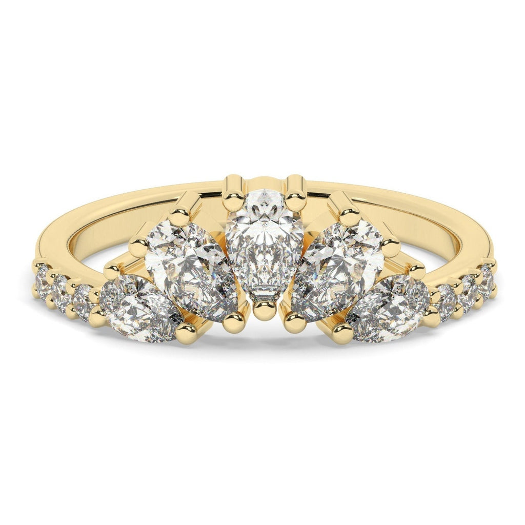 Pear Diamond Wedding Curved Band