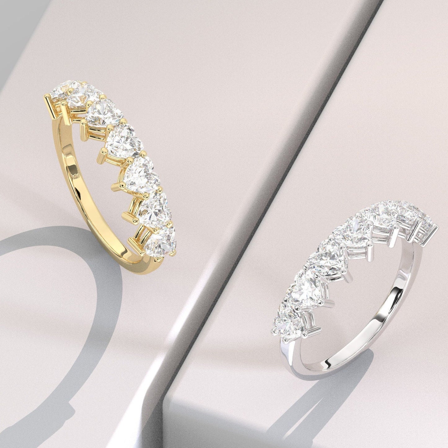 Heart Shape Diamond Wedding Band / 1.5 ct