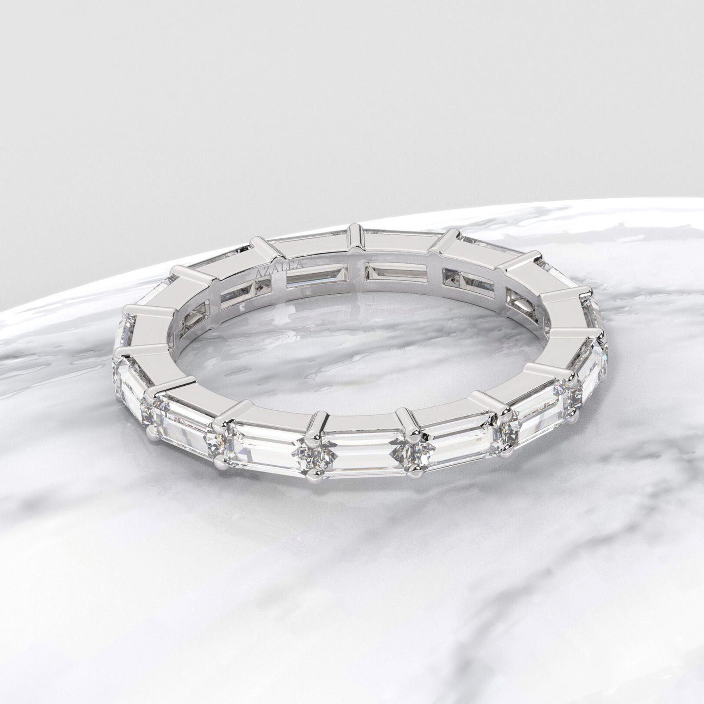 14k Gold Baguette Eternity Diamond Wedding Band / Stacking Ring / Anniversary Birthday Gift / Baguette Cut Full Eternity Band