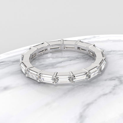 14k Gold Baguette Eternity Diamond Wedding Band / Stacking Ring / Anniversary Birthday Gift / Baguette Cut Full Eternity Band