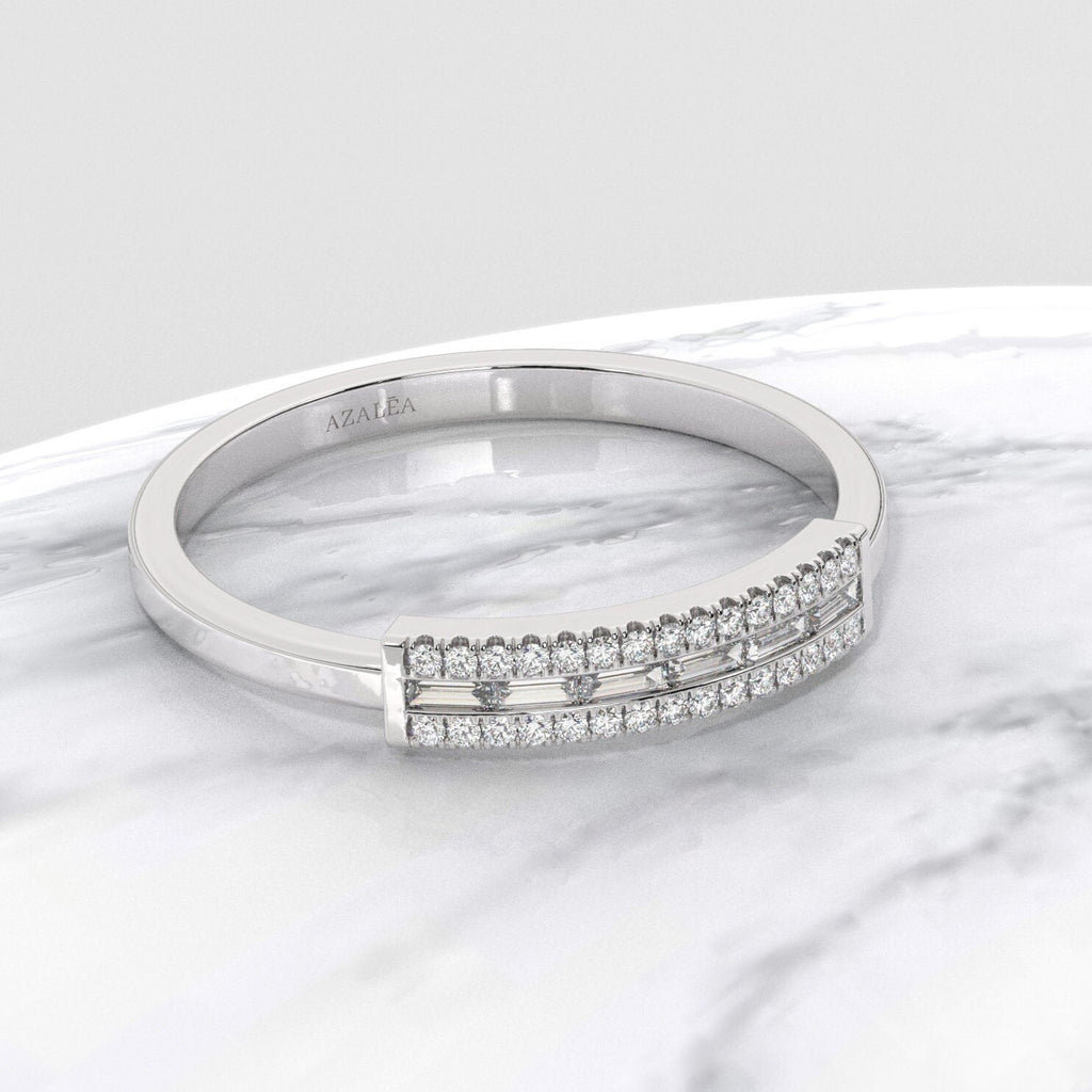 Baguette Diamond Stacking Ring / 14k Gold Baguette Diamond Wedding Band / Diamond Stacking Ring / Anniversary Gift / Diamond Gift Ideas