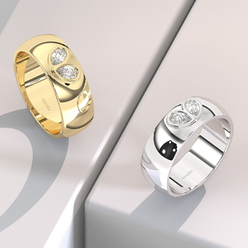 Double Pear Diamond Wide Band