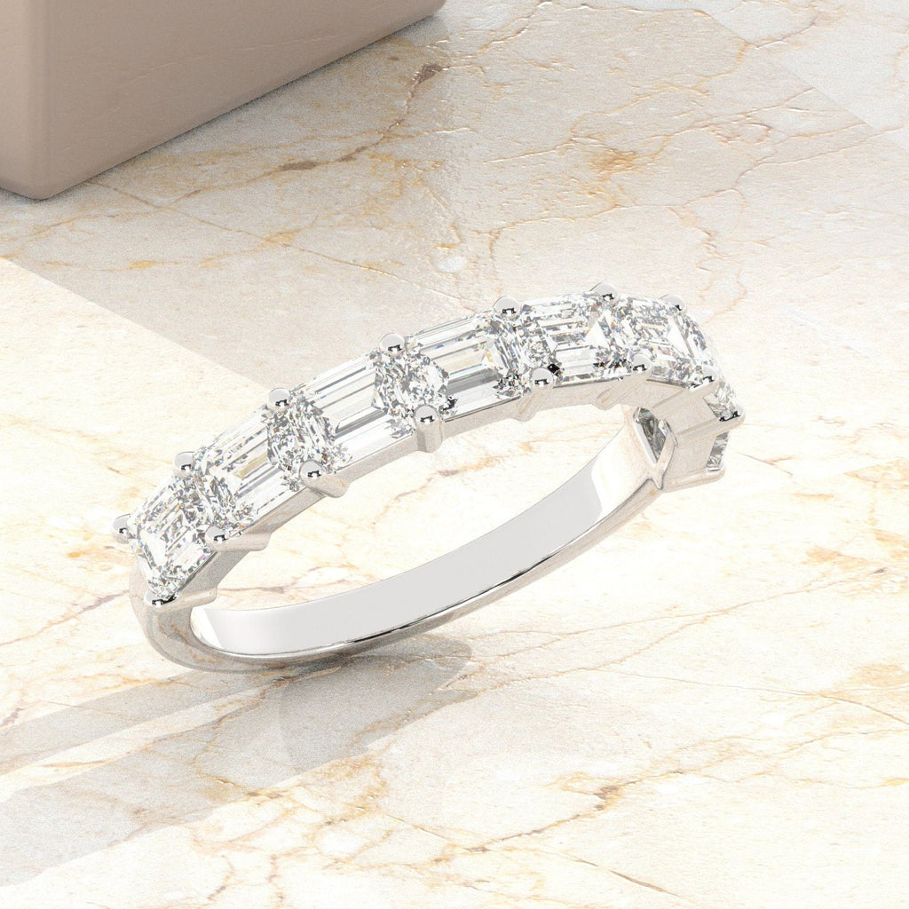 2 CT East West Emerald Diamond Wedding Band