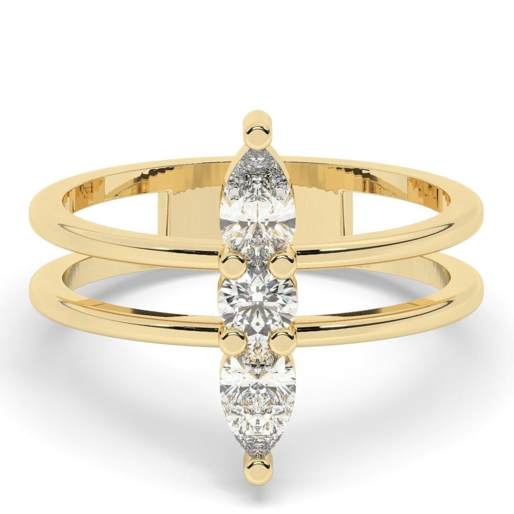 Pear Diamond Double Stacking Ring