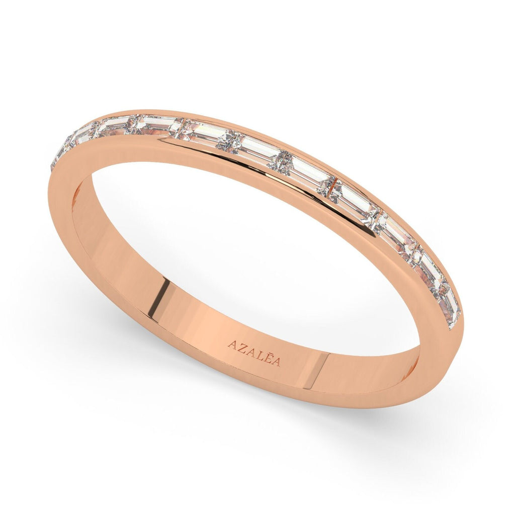 Channel Set Baguette Diamond Wedding Band / 14k Gold Baguette Diamond Wedding Ring / Baguette Diamond Ring / Stack Ring / Bridal Gift