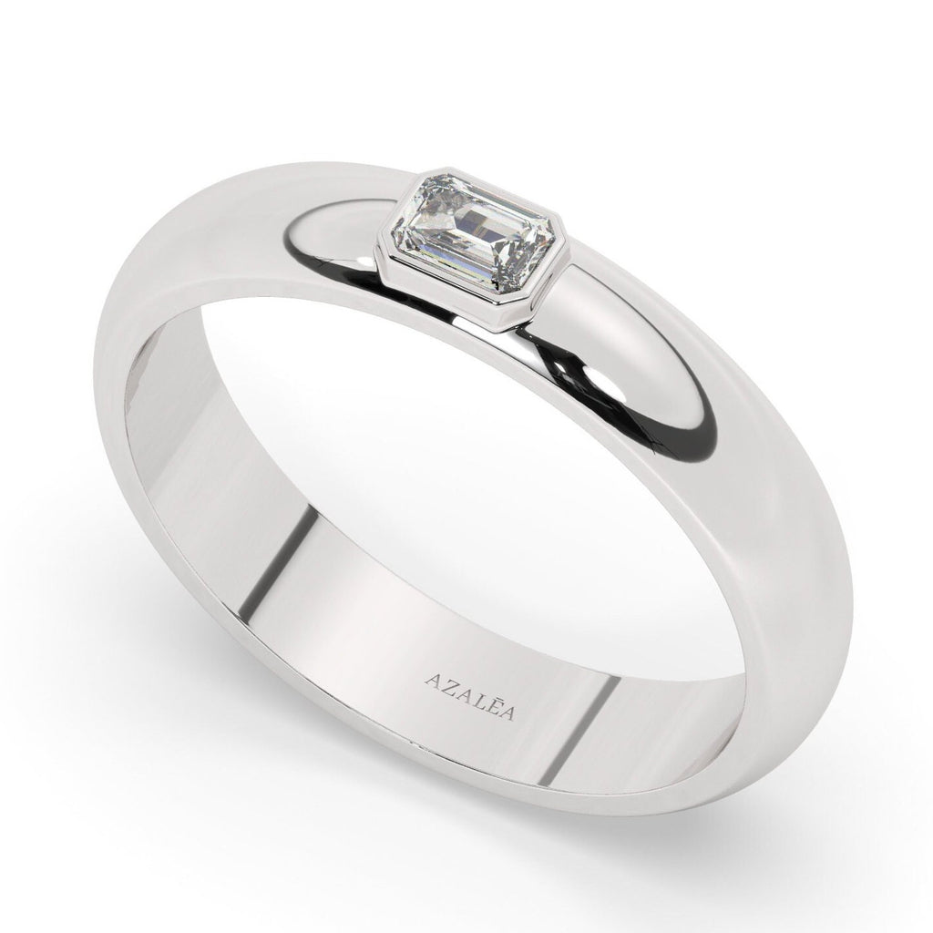 Diamond Stacking Ring / 14k Gold Emerald Cut Diamond Wedding Ring / Anniversary Ring / Stacking Ring / Bridal Gift / Birthday Gift