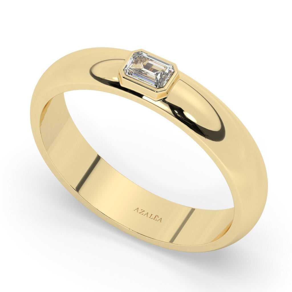 Diamond Stacking Ring / 14k Gold Emerald Cut Diamond Wedding Ring / Anniversary Ring / Stacking Ring / Bridal Gift / Birthday Gift