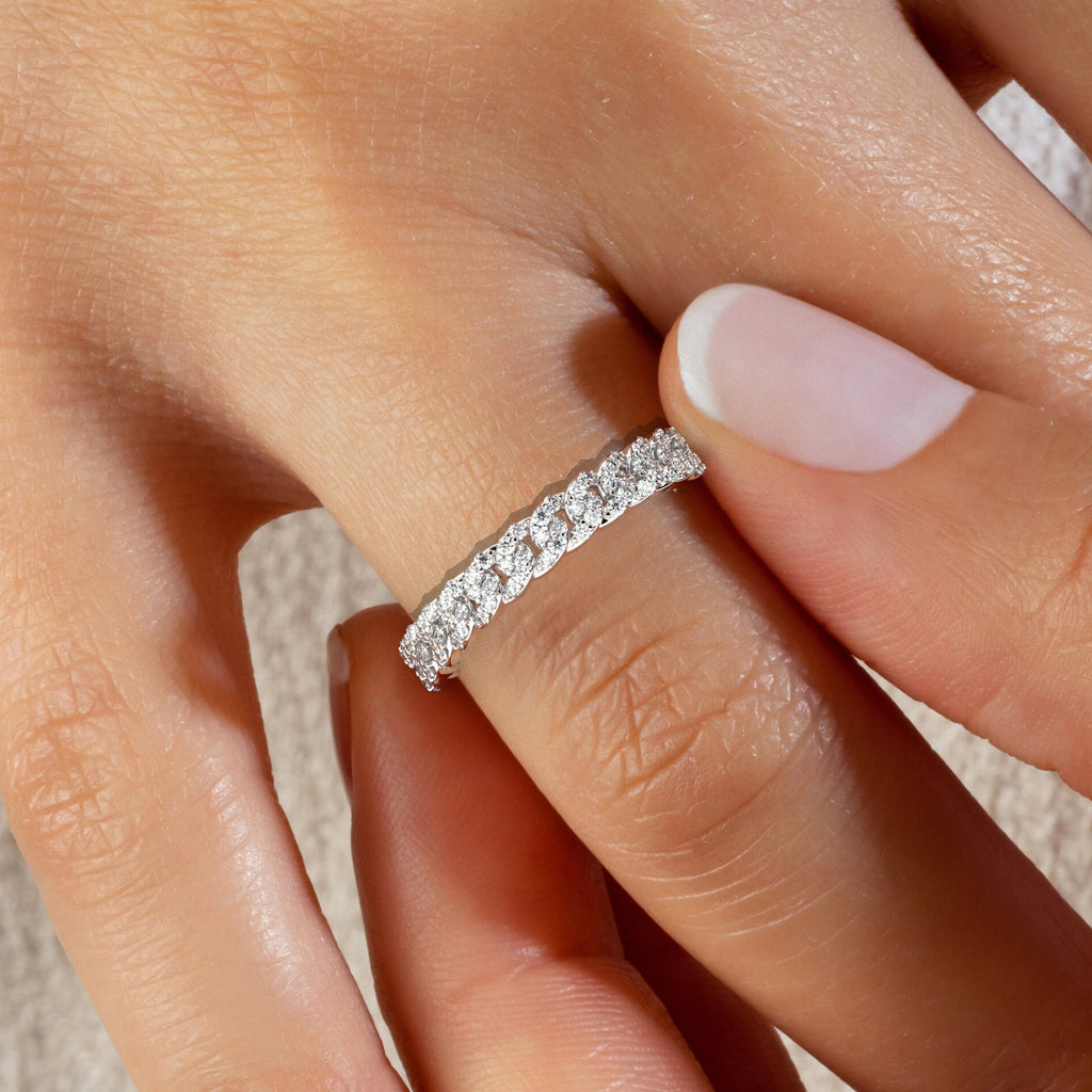 Diamond Stacking Ring / 14k Gold Diamond Link Stacking Ring / Diamond Cuban Chain Ring / Diamond Stacking Ring / Bridal Gift