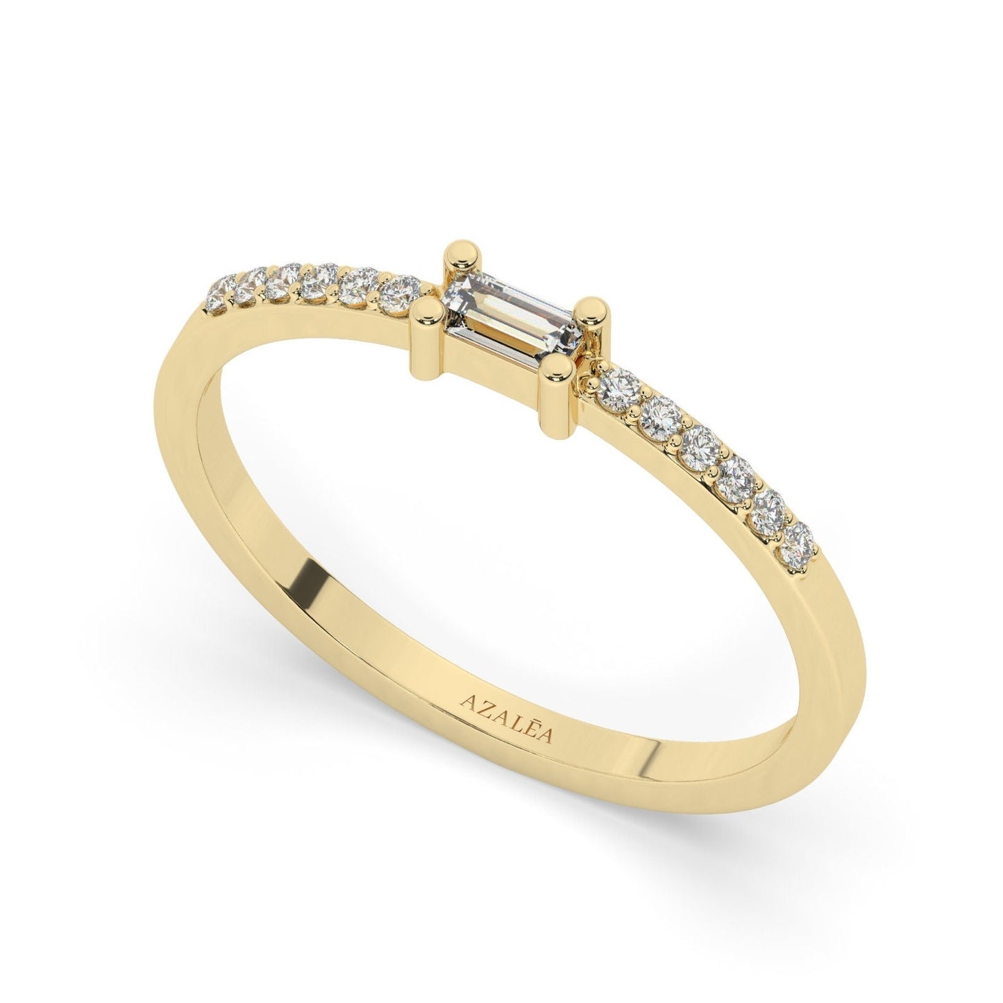 14k Gold Baguette Diamond Wedding Band / Diamond Stacking Ring / Anniversary Birthday Gift Minimalist Jewelry / Engagement Ring