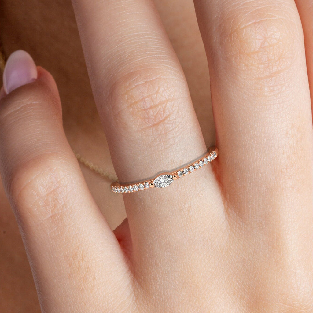 Marquise Diamond Half Eternity Wedding Band