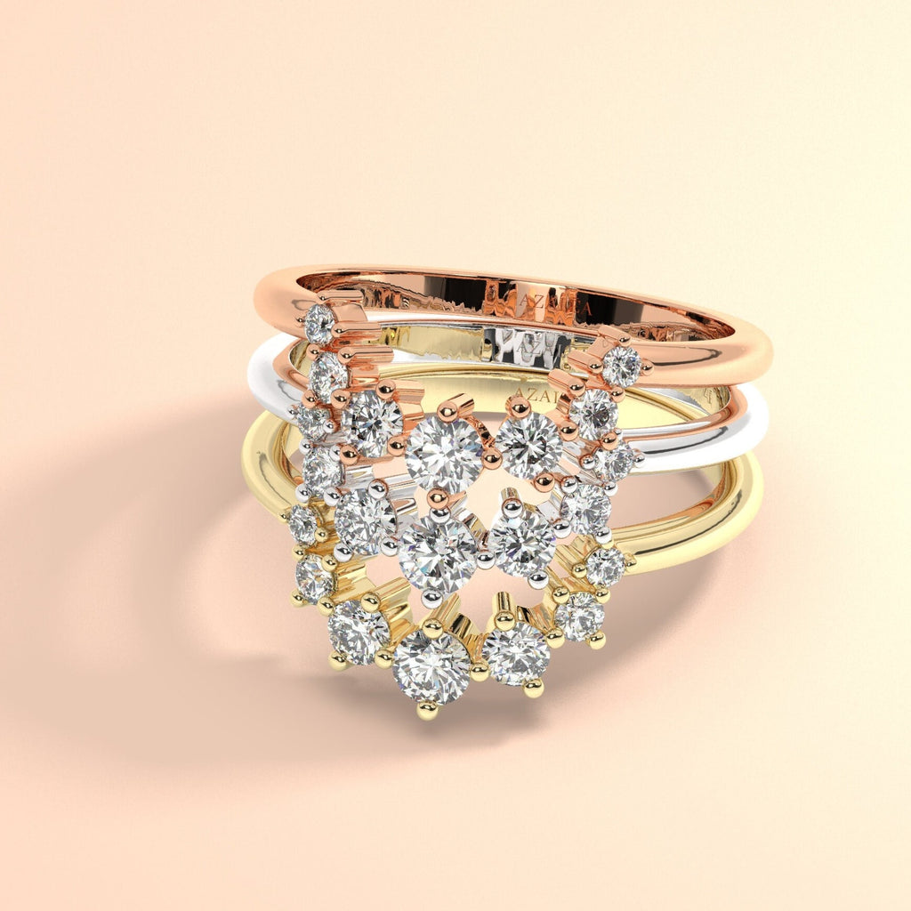 Round Diamond Curved Stacking Ring