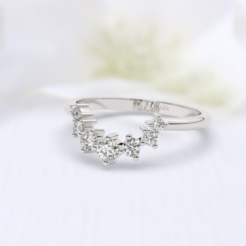 Round Diamond Curved Stacking Ring