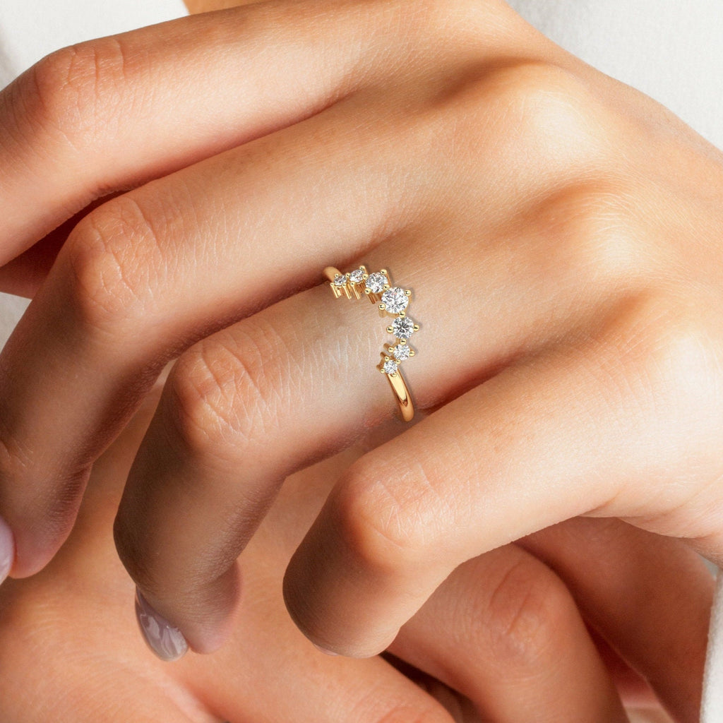 Round Diamond Curved Stacking Ring