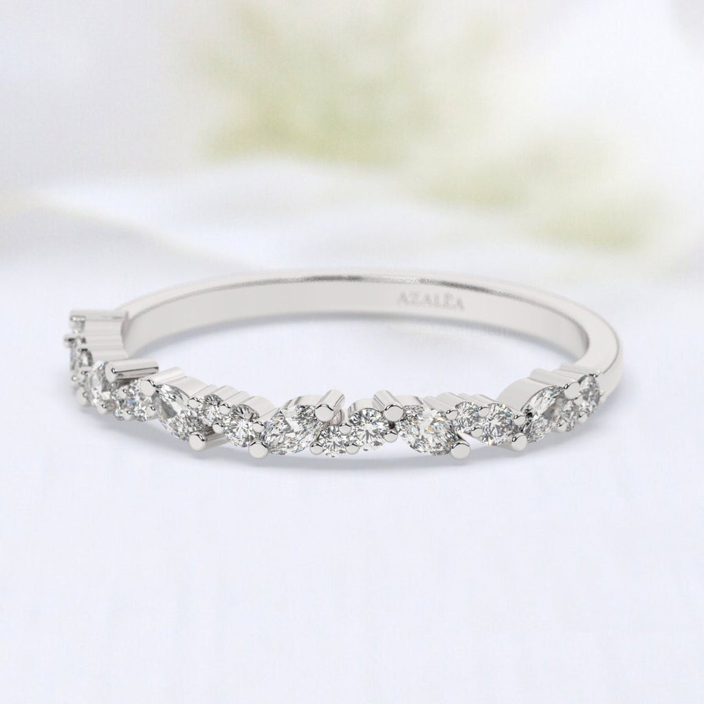 Marquise and Round Diamond Wedding Band
