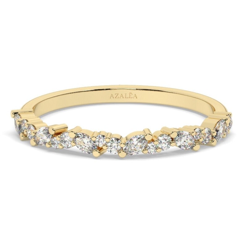 Marquise and Round Diamond Wedding Band