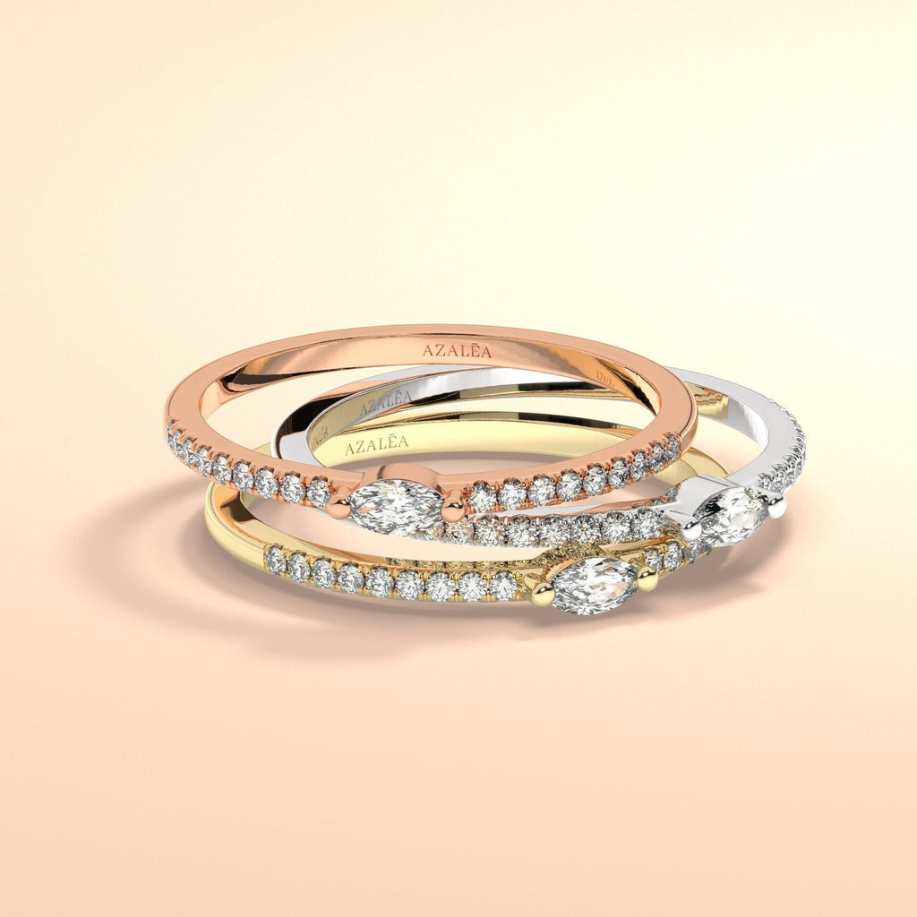 Marquise Diamond Half Eternity Wedding Band
