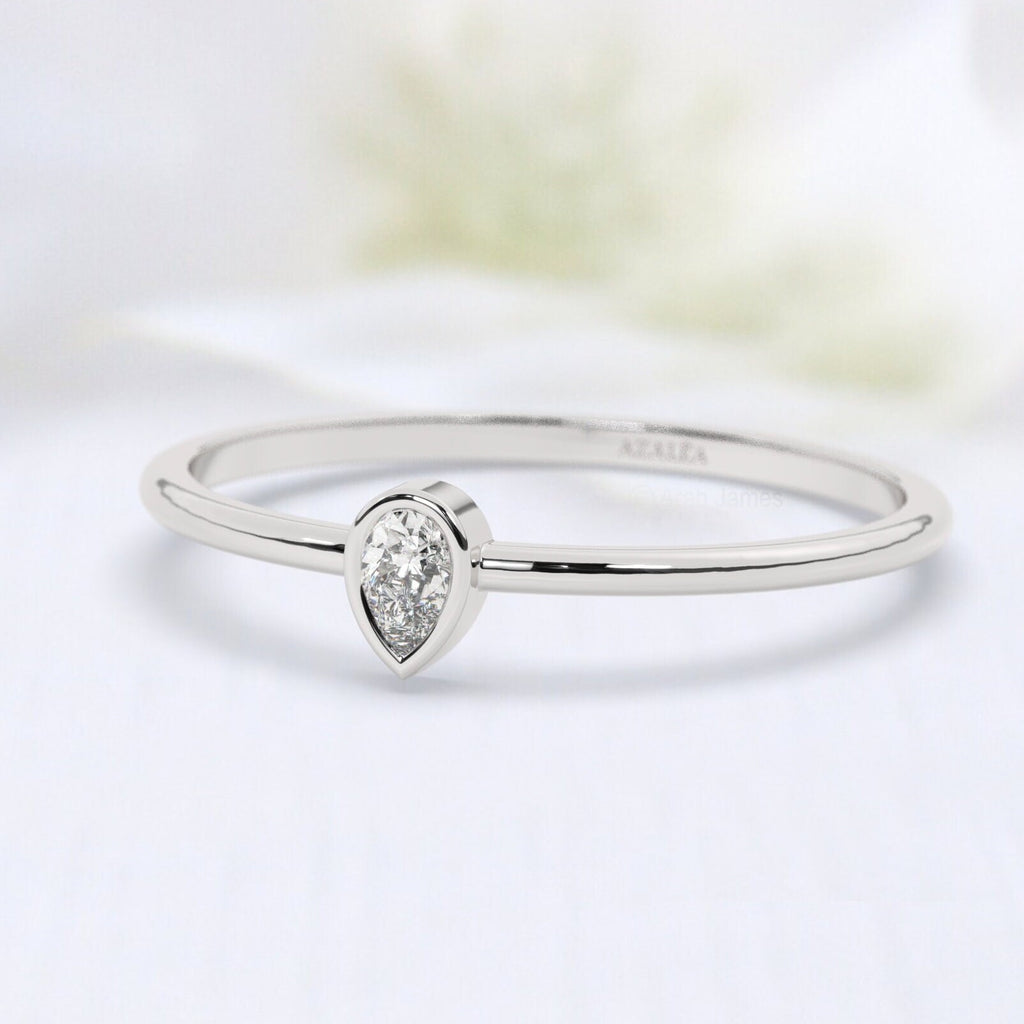 Solitaire Pear Diamond Stacking Ring