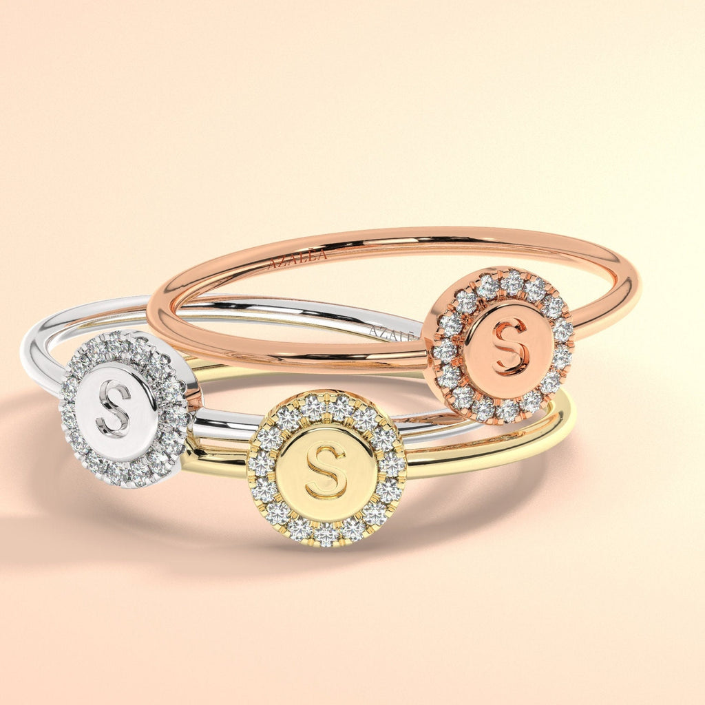 Pave Diamond Initial Ring