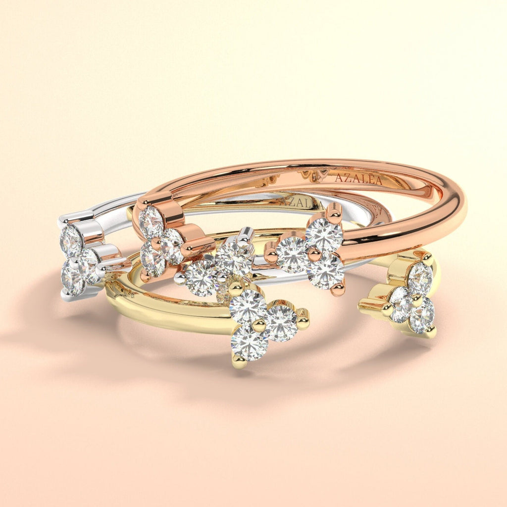 Trio Diamond Cuff Stacking Ring