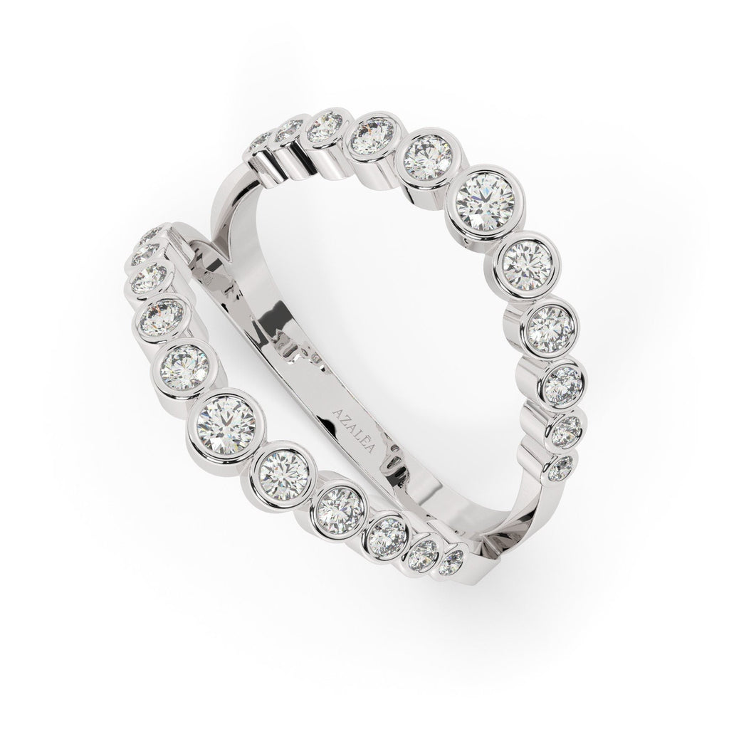 14k Gold Diamond Stacking Ring: Bezel Set Wedding Band