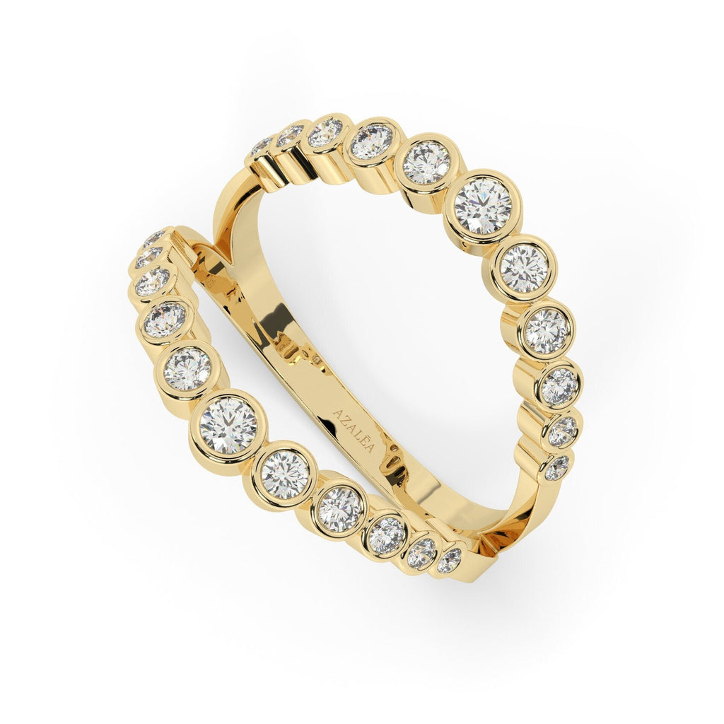 14k Gold Diamond Stacking Ring: Bezel Set Wedding Band