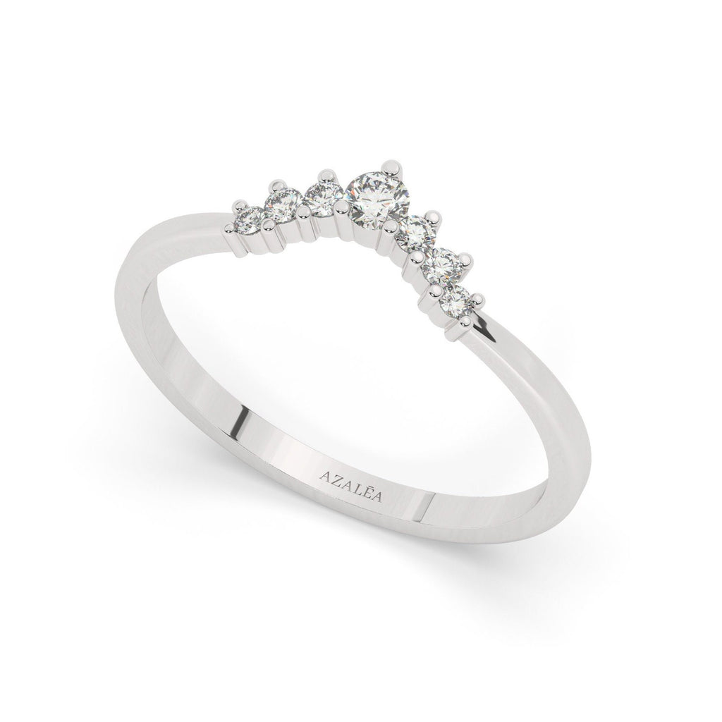 Round Diamond Curved Stacking Ring