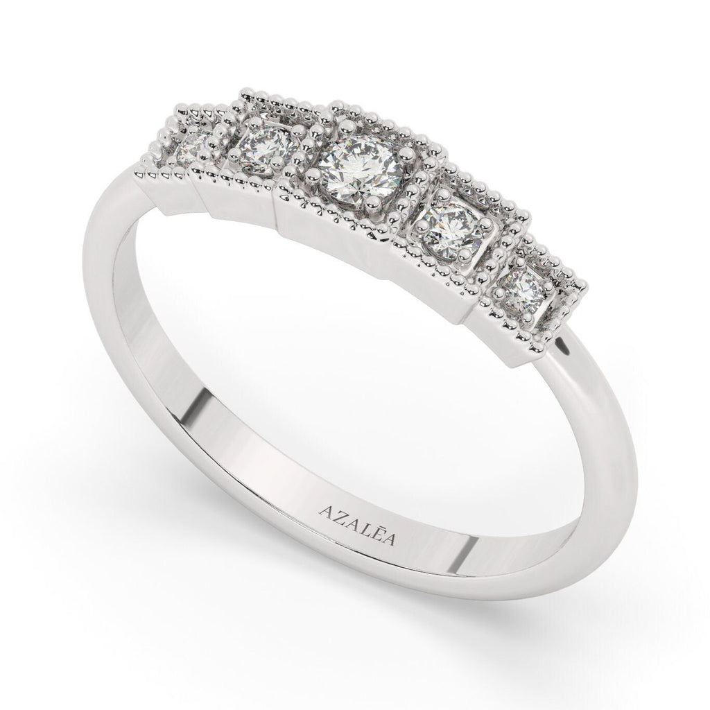 Diamond Stacking Ring / 14k Gold Round Diamond Prong Set Ring / Square Diamond Stacking Ring / Anniversary Ring / Diamond Gift Ideas